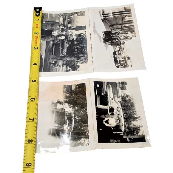 B&W 1940s People Posing in Front of Car Vehicle Landscape Snapshot Man Children - Picture 8 of 8